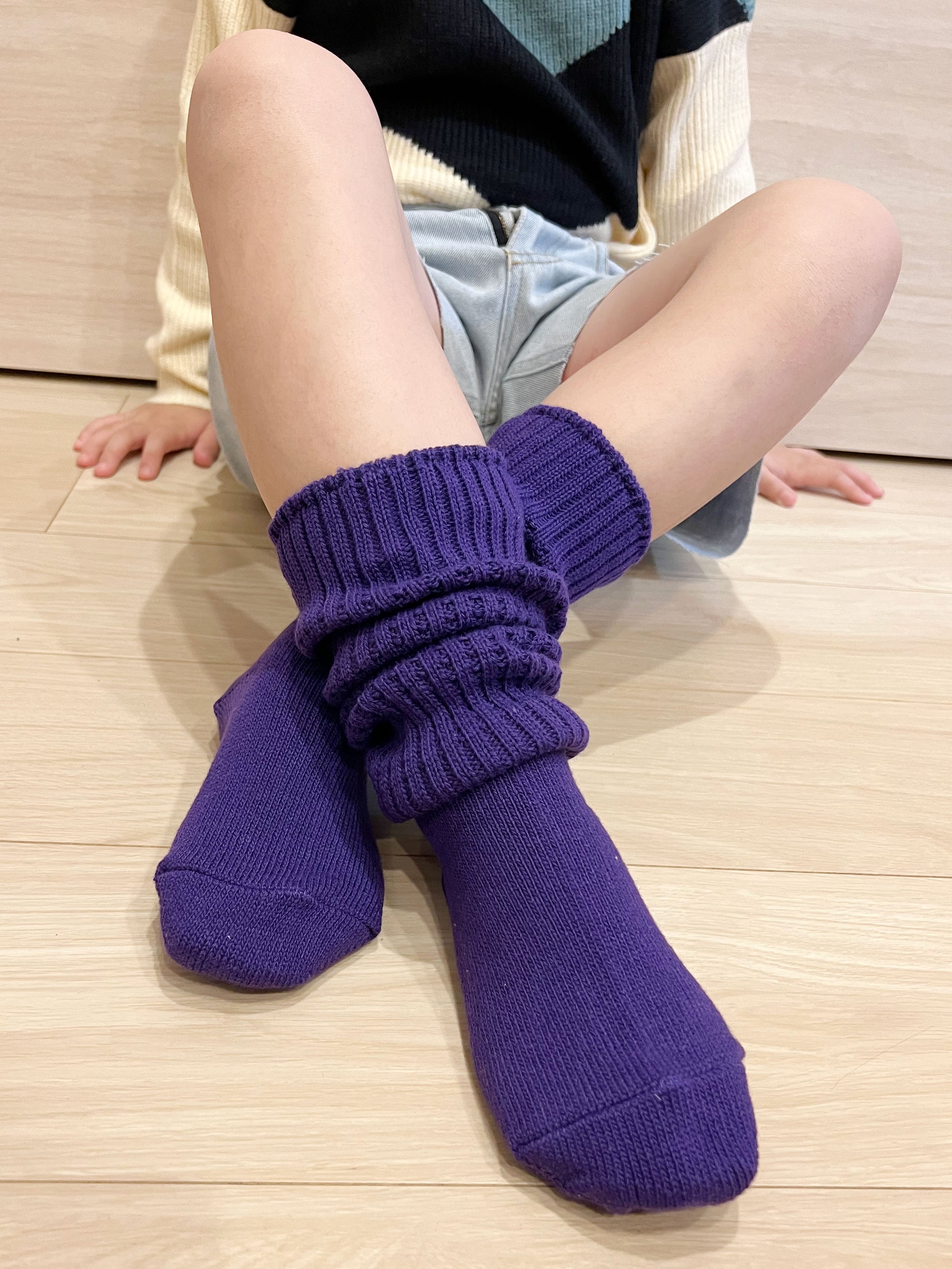E.Gスミス ルーズソックス Kidsサイズ 34cm丈 パープル（紫色
